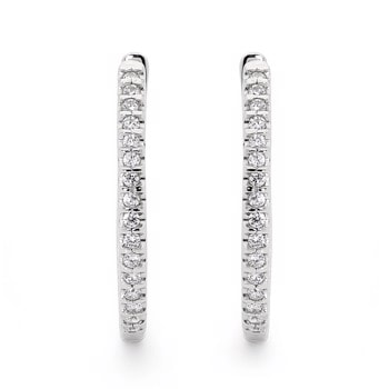 Ovale creol Sølv øreringe med zirkonia fra Bee Jewellery