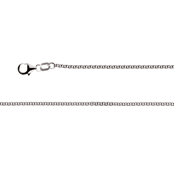 Sterling sølv rund ankerkæde med karabin rhodineret. 2 mm, 90 cm