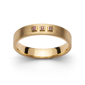 18 kt Ring mat/børstet, rhodolit 0,03ct