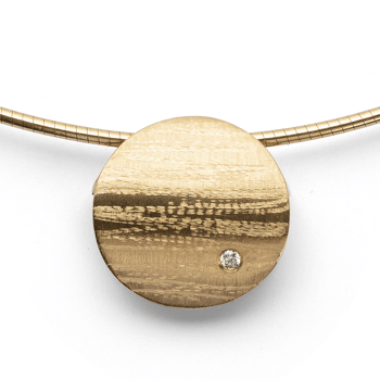 18 kt Vedhæng mat/børstet, br. 0,02ct W-SI