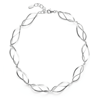 Sterling sølv collier børstet/blank, 50cm + 5cm