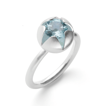 Sterling sølv Ring mat, blå topas 1,47ct