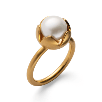 Sterling sølv ring, forgyldt mat., kulturperlehvid 5,21ct