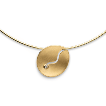 Sterling sølv Vedhæng, forgyldt mat/blank, brillant 0,03ct W-SI