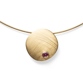 18 kt Vedhæng mat/børstet, rhodolit 0,35ct