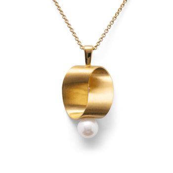 Sterling sølv Vedhæng, forgyldt mat/blank, kulturperle 3,45ct