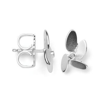 Sterling sølv Ørestikker sandblæst, br 0.02ct W-SI