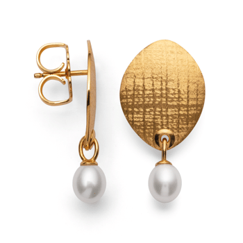 Sterling sølv Ørestikker, forgyldt børstet/blank kulturp 3.18ct