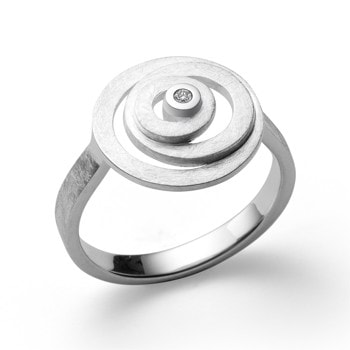 Sterling sølv Ring børstet, brillant 0,01ct W-SI