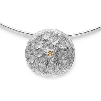 Sterling sølv Vedhæng, delvis forgyldt, rhodineret. satin 0,03ct W-SI