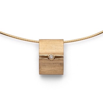 18 kt Vedhæng mat/børstet, br. 0,02ct W-SI