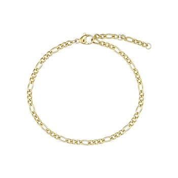 Figaro ankelkæde med 14K guldbelægning, veksler mellem korte og lange led, elegant design.