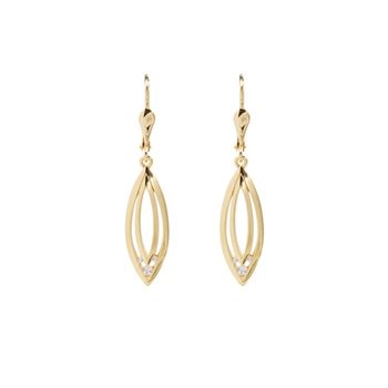 Ørehænger 8 karat brisure oval zirkonia, fra L&G