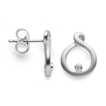Sterling sølv Ørestikker mat br 0.02ct W-SI