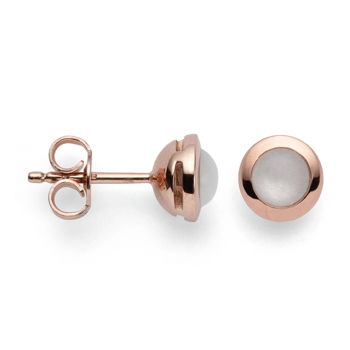Sterling sølv Ørestikker, rosa forgyldt blank, månesten 0,84ct