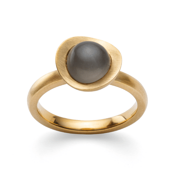 Sterling sølv Ring, mat forgyldt, grå månesten 2,30ct