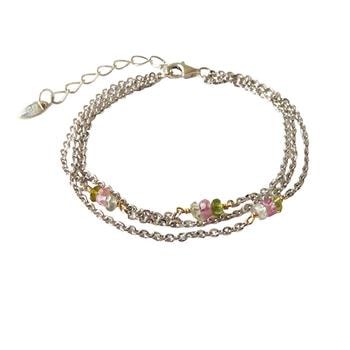 Armbånd & halskæde - Rhodineret med Turmalin 18+4cm, fra San - Links of Joy