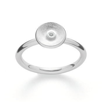Sterling sølv Ringbørstet/blank, brillant 0,02ct W-SI