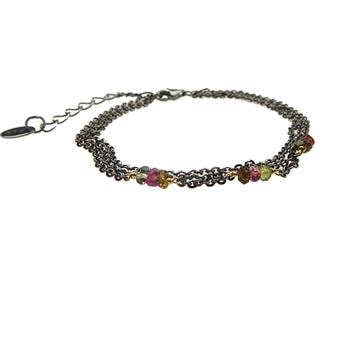 Armbånd & halskæde - Sort rhodineret med Turmalin 18+4cm, fra San - Links of Joy