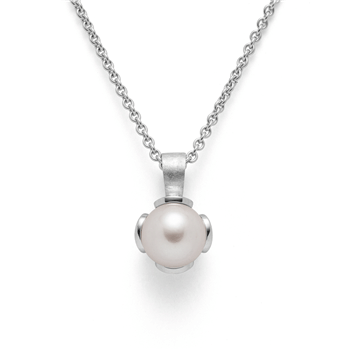 Sterling sølv Vedhæng, mat rhodineret., hvid kulturperle 3,85ct