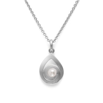 Sterling sølv Vedhæng, mat rhodineret., hvid kulturperle 0,69ct