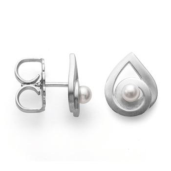 Sterling sølv ørehænger, mat rhodineret., kulturperle 0,57 ct