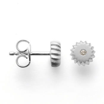 Sterling sølv Ørestikker, mat rhodineret., br 0.02ct W-SI