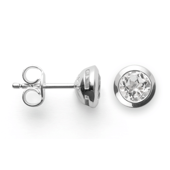 Sterling sølv Ørestikker polerede, hvid topas 1.20ct