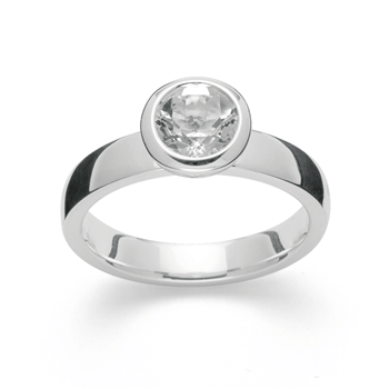 Sterling sølv Ring, rhodineret. blank, hvid topas 1.49ct