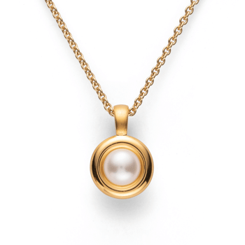 Sterling sølv Vedhæng, mat/blank forgyldt, kulturperle 1.46ct