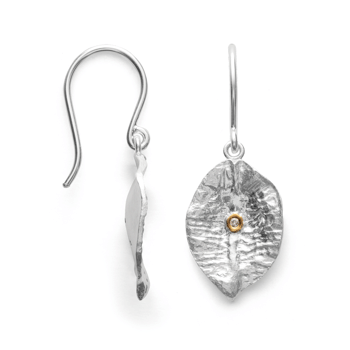 Sterling sølv øreringe, delvis forgyldt. satinmat br 0,02ct W-SI
