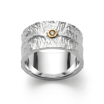 Sterling sølv ring, delvis over, rhodineret. satin 0,03ct W-SI