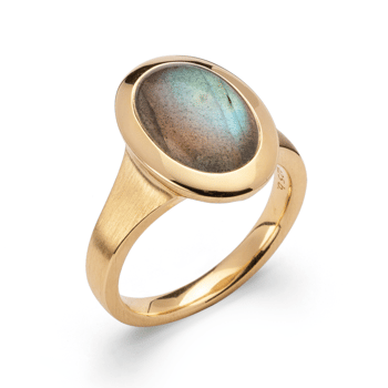 Sterling sølv ring, forgyldt mat/blank, lab 3,65ct
