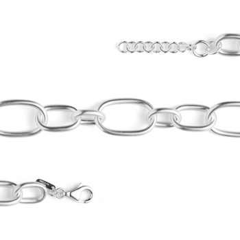 Sterling sølv armbånd, rhodineret. mat., 19cm + 3cm