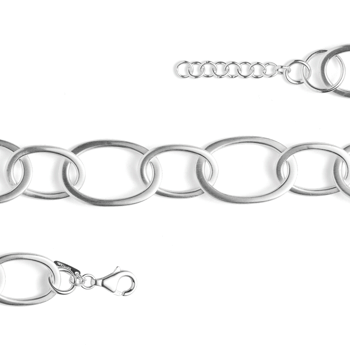 Sterling sølv armbånd, mat rhodineret., 17cm + 3cm