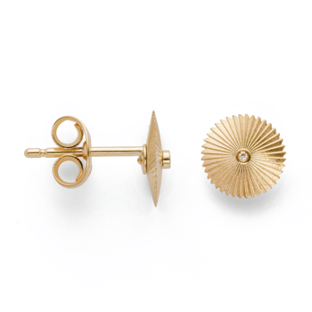 18 kt Stud øreringe mat/polerede, br 0.01ct W-SI
