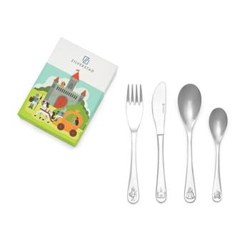 Børnebestik, 4-delt sæt, Riddere og prinsesser, rustfrit stål, fra Noa Kids
