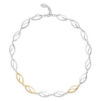 Sterling sølv collier, delvis forgyldt, rhodineret. børstet, 48cm + 3cm
