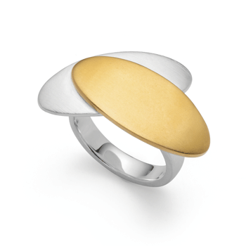 Sterling sølv Ring, delvis forgyldt mat