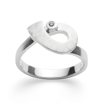 Sterling sølv Ring mat/børstet mat, br. 0,02ct W-SI