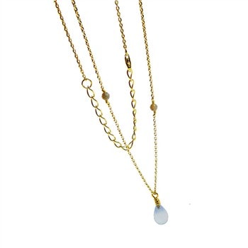 Halskæde med Chalcedon & Rå Diamanter 42+8 cm, fra San - Links of Joy