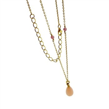 Halskæde med Pink opal 42+8 cm, fra San - Links of Joy