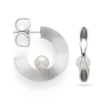 Sterling sølv creol, rhodineret. mat., kulturperler hvid 2.12ct