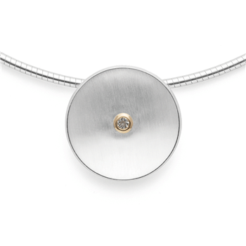 Sterling sølv Vedhæng, forgyldt 14K mat, hvid topas 0,08ct