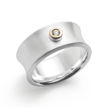 Sterling sølv Ring, forgyldt 14K mat, hvid topas 0,08ct