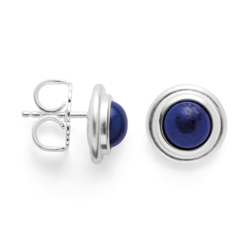 Sterling sølv Øreringe mat/polerede, lapis 2,72ct