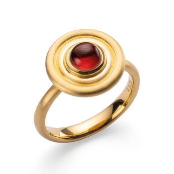 Sterling sølv ring, forgyldt mat/blank, granat 1,38ct