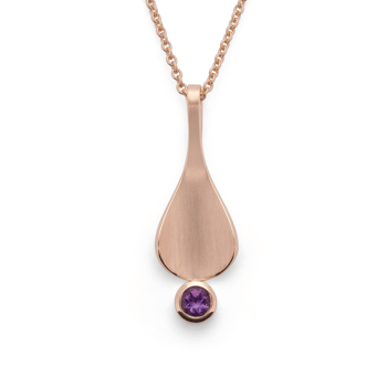 Sterling sølv Vedhæng, rosé forgyldt. mat/blank, ametyst 0,24ct