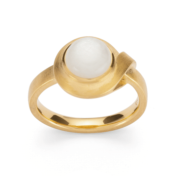 Sterling sølv Ring, forgyldt mat/blank, månesten 1.40ct