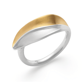 Sterling sølv Ring, delvis forgyldt, mat rhodineret.